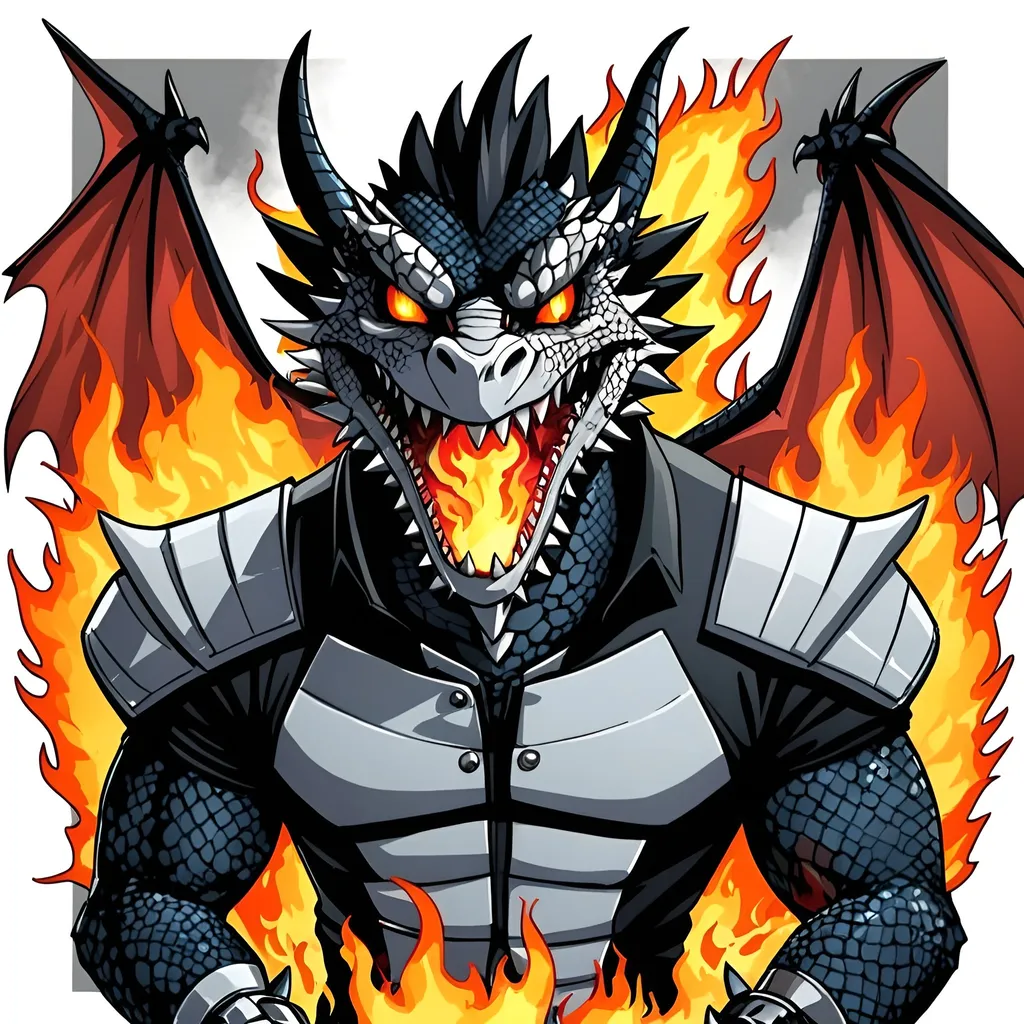 Prompt: a cartoon of a man with a dragon face on his face and a fire breathing dragon on his face, Adam Rex, furry art, comic cover art, a comic book panel