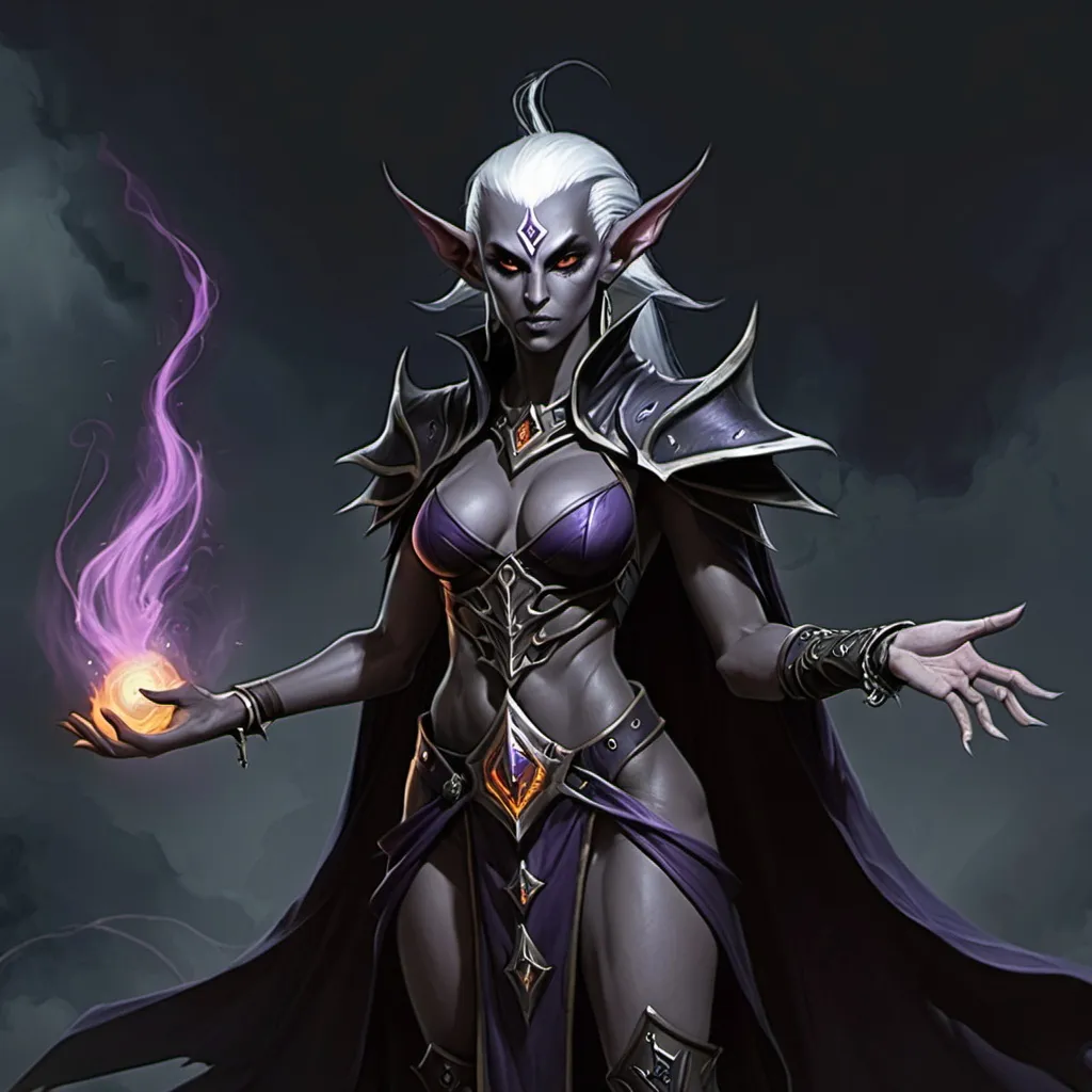 Prompt: Dark elf, warlock 