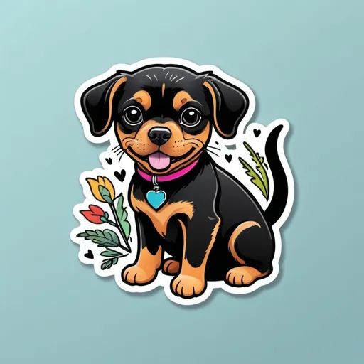 Prompt: (black outline), custom pet stickers, playful design, charming expressions, various animal shapes, vibrant backgrounds, colorful accents, fun and whimsical, diverse pet breeds, appealing visual style, playful and inviting, unique artworks, ideal for personal use and gifts, ultra-detailed, suitable for print, crisp lines.