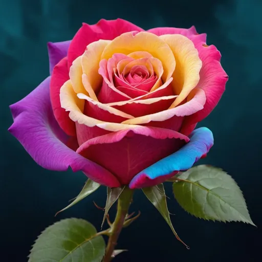 Prompt: A rose in a surreal way. Colours should be bright. 