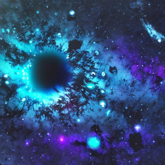 Prompt: sky with fallen galaxy and meteo theme cyberpunk, beautiful color and collipe, black and white hole