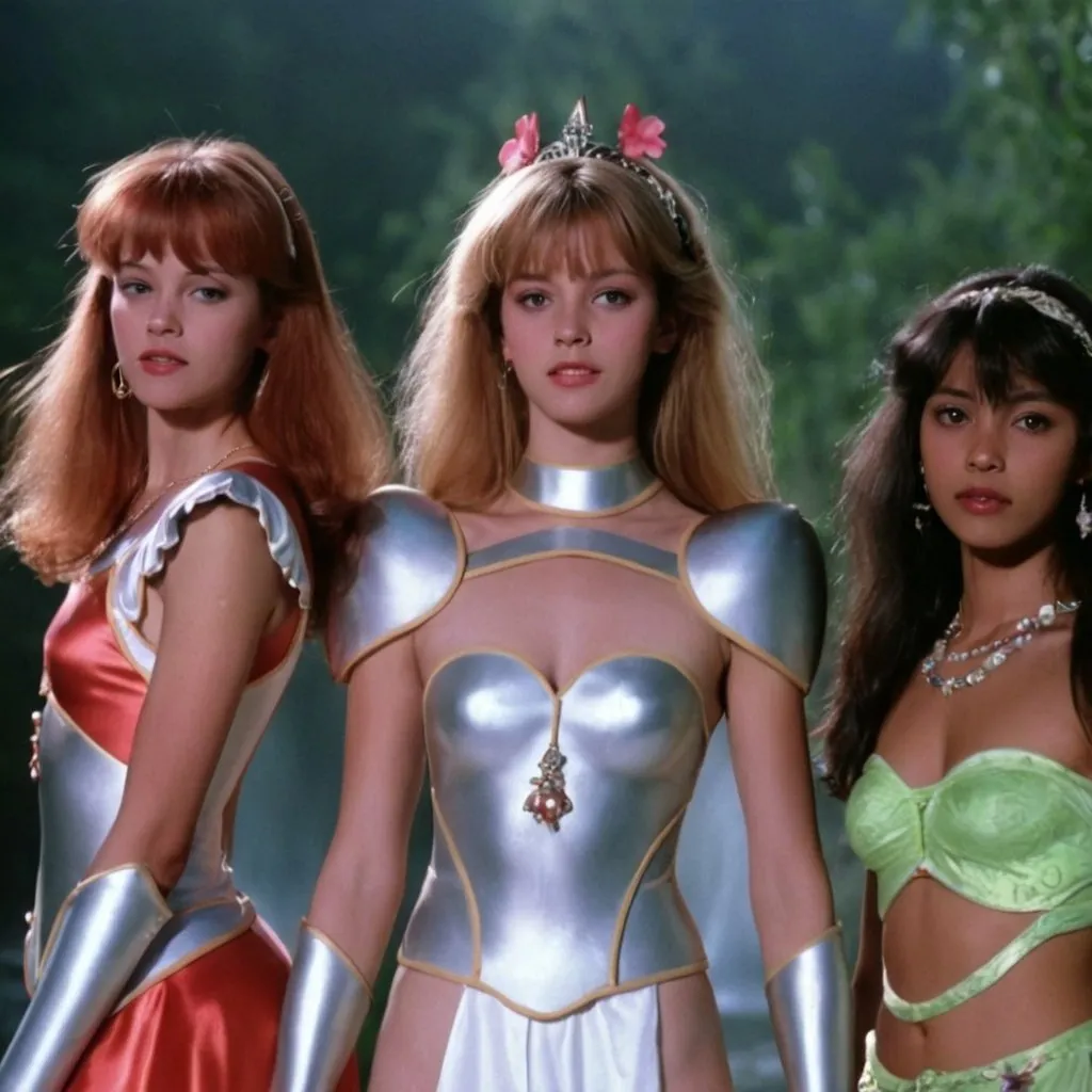 Prompt: dvd screengrab, from 1982 dark fantasy film, "excalibur" --ar 3:2 winx club bloom, stella, aisha, techna and flora