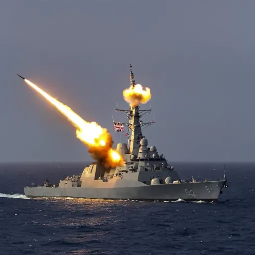 Prompt: british Type 22 frigate attacked by missile
