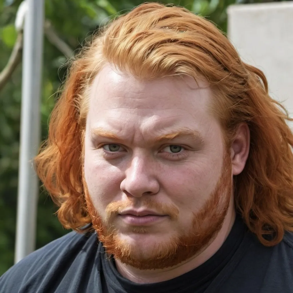 Prompt: a 600 kg ginger hair male