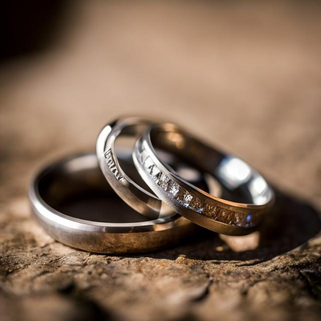 Prompt: wedding rings for man and woman display in a chapel
