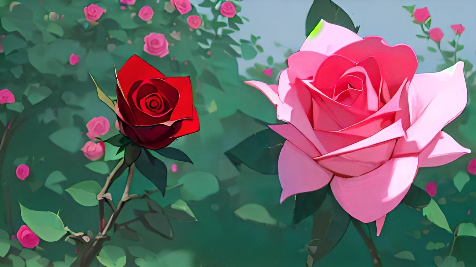 Beautiful Red Rose Anime Style, Rose, Flower, Anime PNG Transparent Clipart  Image and PSD File for Free Download
