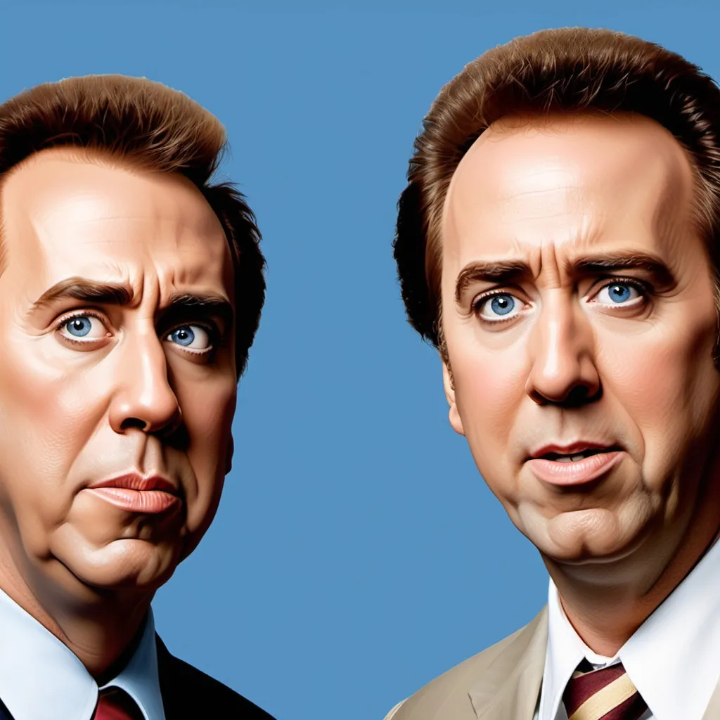 Prompt: Can you make an image of Nicholas Cage in the movie poster for step brothers