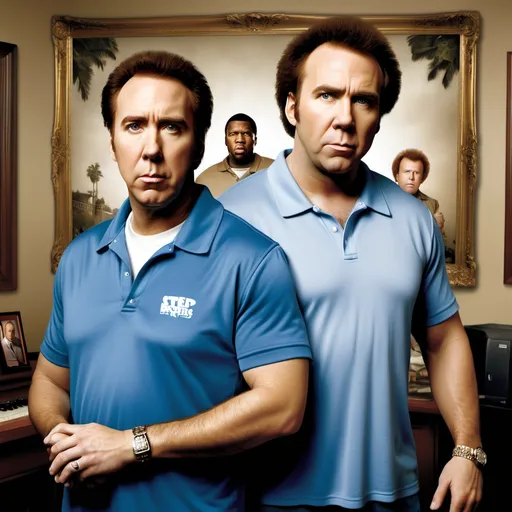 Prompt: Nicholas Cage and 50 Cent as Step Brothers movie promotion poster