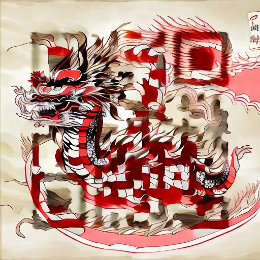 Prompt: Chinese dragon in traditional asian art style