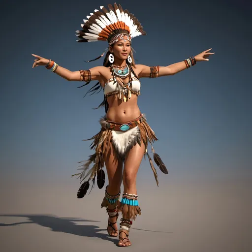 Prompt: SFW, tribal shaman, female,  whole body, dancing, 