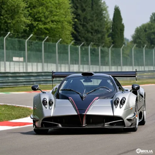 Prompt: a pagani imola on the imola circuit