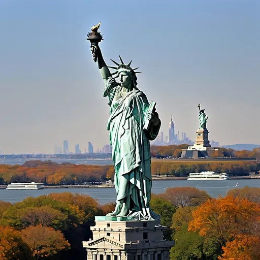 Prompt: A landscape vista on the staue of liberty