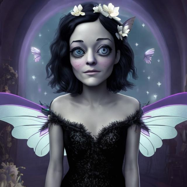 Prompt: marion cotillard as a fairy noir
