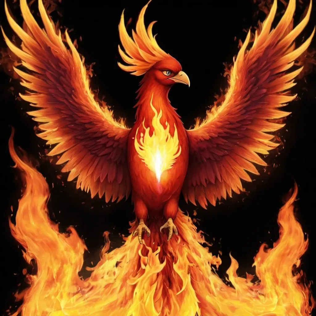 Prompt: pheonix avec du feu à bouche dans une jingle 