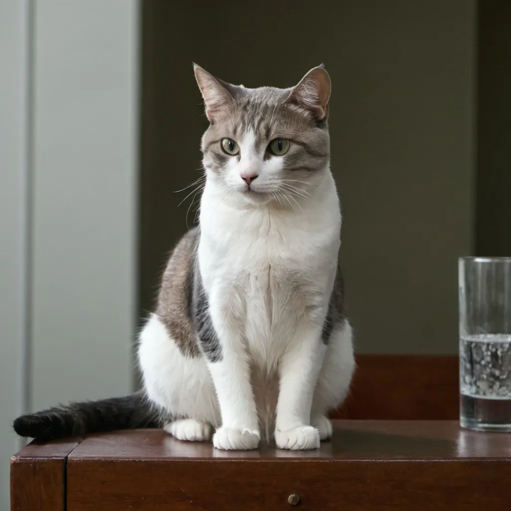 Prompt:  a cat is sitting on a table