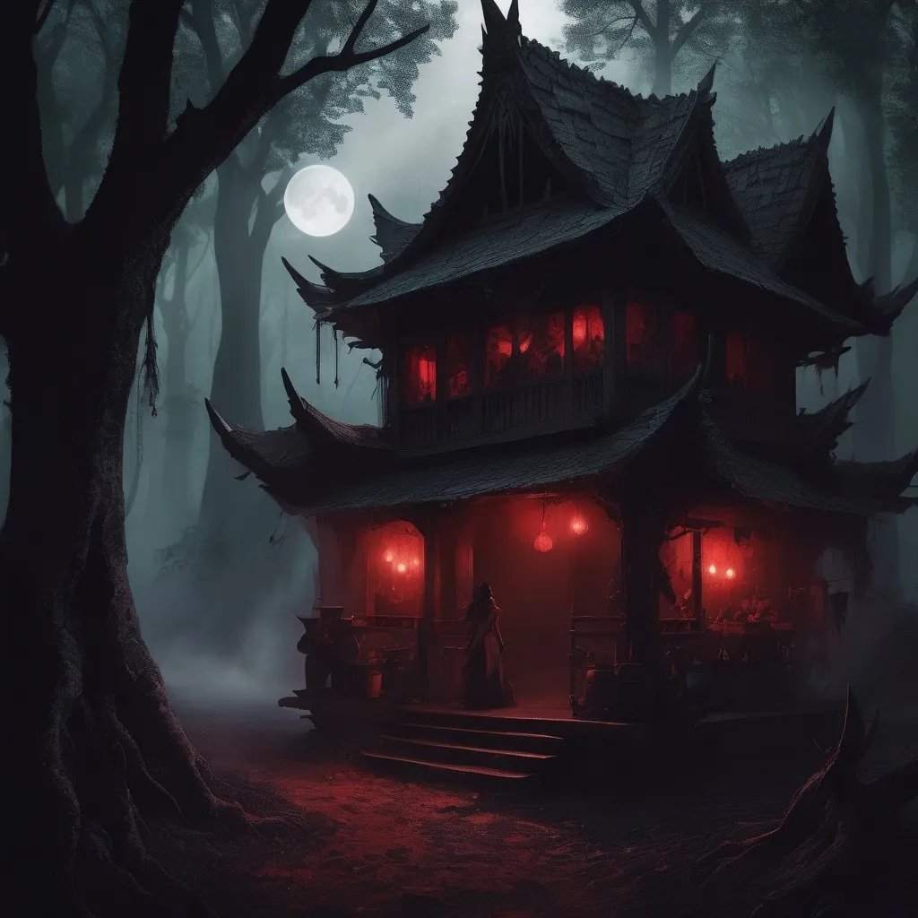 Prompt: Under a blood-red moon, a hidden marketplace comes alive deep within a forest. Dark Fairies, their wings like shards of obsidian and their faces hidden behind intricate masks, barter for strange and unsettling wares.
(Focus: Mysterious ambiance, forbidden magic, sense of intrigue)