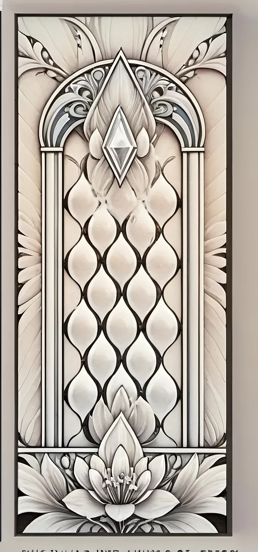 Prompt: A (Seven Wonders Art Glass Studio) Art Deco stained glass window, (vibrant colors), honoring Nuit, features intricate floral patterns inspired by the (Aeon of Horus), showcasing dramatic geometric designs. The window radiates a mesmerizing glow, set against a warm, inviting ambiance. Exquisite detailing highlights the craftsmanship, bringing to life the elegance of the Art Deco style in this ultra-detailed and visually stunning masterpiece.