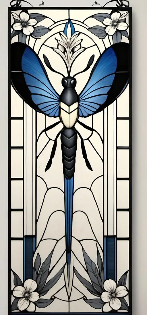 Prompt: Art Deco stained glass window design, (stunning floral patterns), honoring Nuit and Aeon of Horus, vibrant colors blending into delicate imagery, intricate details in glass texture, inspired by the elegance of Art Deco style, (highly detailed), warm ambient light filtering through glass, showcasing the beauty of craftsmanship, 4K quality, perfect for a serene art studio atmosphere.