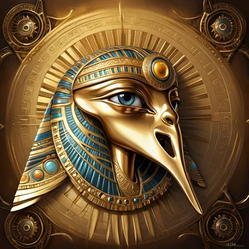 Prompt: (gift wrapped in gold, Eye of Horus), (tag with ribbon and starburst), (highly detailed digital art), (Anne Stokes inspired), Egyptian art, new objectivity, vibrant colors, intricate patterns, rich textures, luxurious ambiance, cinematic lighting, large focus on the Eye of Horus, expressions of mystery and enchantment, ornate background elements that enhance the Egyptian theme, ultra-detailed.