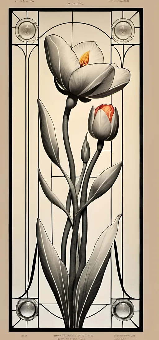 Prompt: A Seven Wonders Art Glass Studio Art Deco designed stained glass window.  Honoring Nuit.  Art Deco designed stained glass pattern of floral honoring Aeon of Horus.