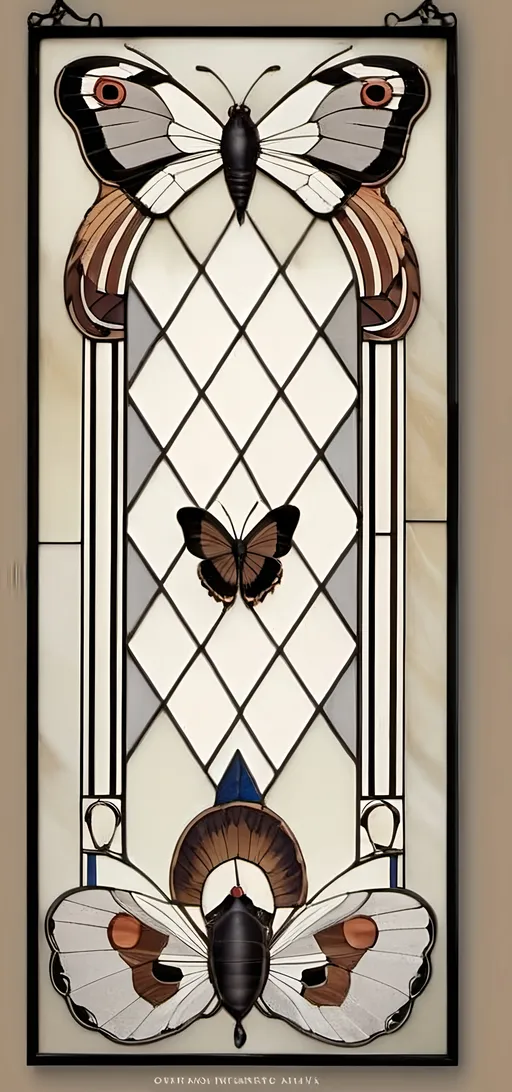 Prompt: A (Seven Wonders Art Glass Studio) Art Deco stained glass window, (vibrant colors), honoring Nuit, features intricate floral patterns inspired by the (Aeon of Horus), showcasing dramatic geometric designs. The window radiates a mesmerizing glow, set against a warm, inviting ambiance. Exquisite detailing highlights the craftsmanship, bringing to life the elegance of the Art Deco style in this ultra-detailed and visually stunning masterpiece.