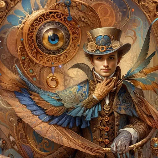 Prompt: (colorful bird), (gold ring around its neck), (blue eye), circular background, psychedelic art, vibrantly colored feathers, intricate details, swirling patterns, dynamic shapes, rich textures, high depth, highly detailed digital painting, mesmerizing effect, inspired by Android Jones, (4K), ultra-detailed masterpiece.