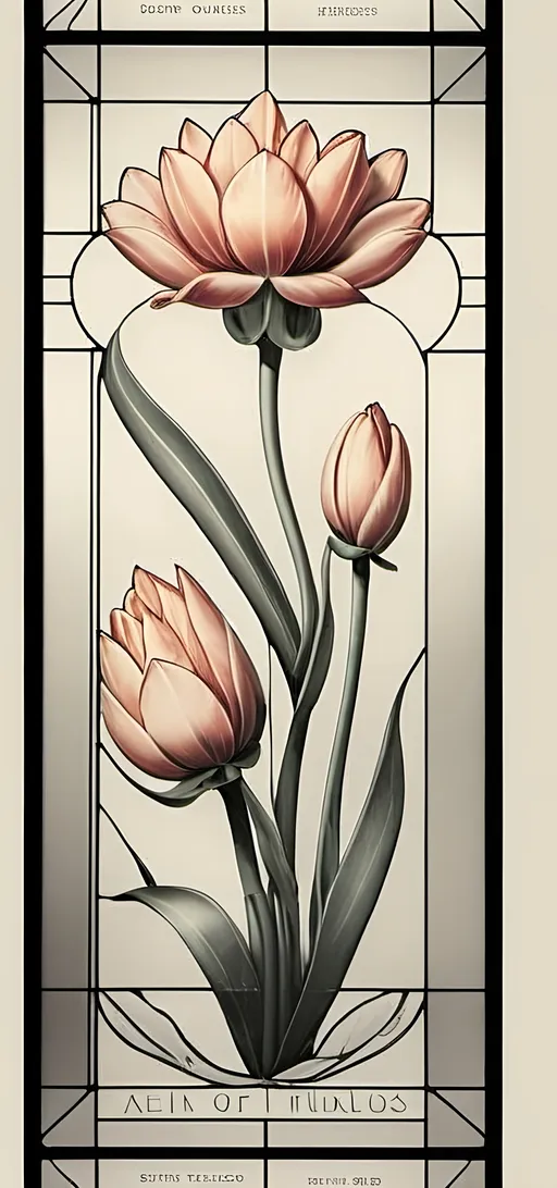 Prompt: A Seven Wonders Art Glass Studio Art Deco designed stained glass window.  Honoring Nuit.  Art Deco designed stained glass pattern of floral honoring Aeon of Horus.