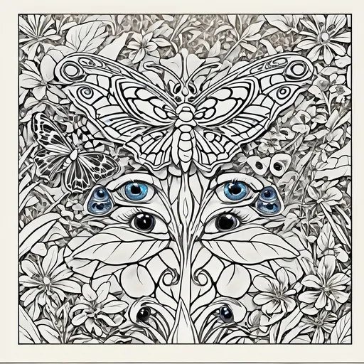 Prompt: A Seven Wonders Art Glass Studio (SWAG) window pattern (traced image) with moth and butterflies and flora in it, and a sunburst above it.  This is a Template to make stained glass window.  art nouveau, intricate linework, lineart.  (Honoring Nuit)