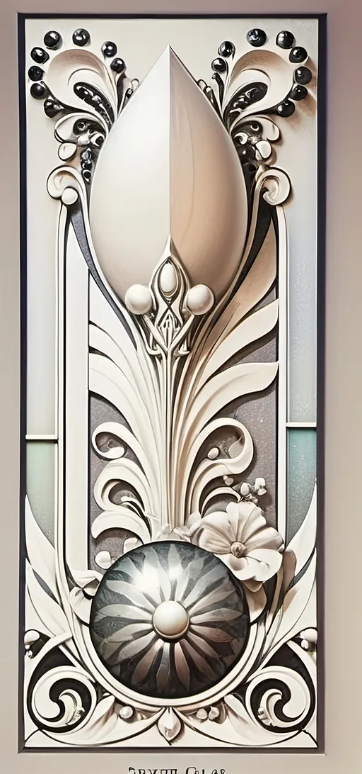 Prompt: A (Seven Wonders Art Glass Studio) Art Deco stained glass window, (vibrant colors), honoring Nuit, features intricate floral patterns inspired by the (Aeon of Horus), showcasing dramatic geometric designs. The window radiates a mesmerizing glow, set against a warm, inviting ambiance. Exquisite detailing highlights the craftsmanship, bringing to life the elegance of the Art Deco style in this ultra-detailed and visually stunning masterpiece.