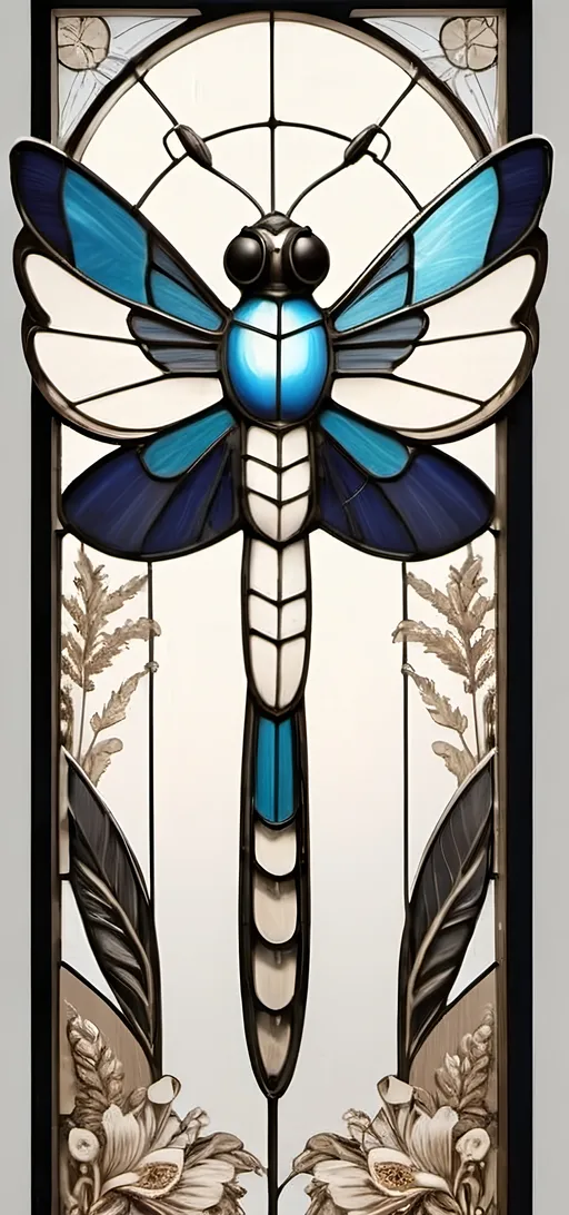 Prompt: Art Deco stained glass window design, (stunning floral patterns), honoring Nuit and Aeon of Horus, vibrant colors blending into delicate imagery, intricate details in glass texture, inspired by the elegance of Art Deco style, (highly detailed), warm ambient light filtering through glass, showcasing the beauty of craftsmanship, 4K quality, perfect for a serene art studio atmosphere.