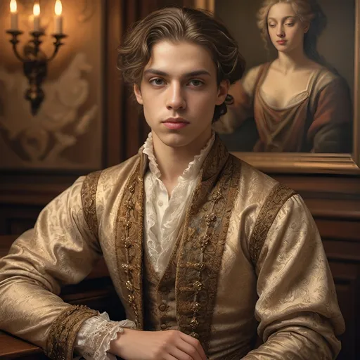 Prompt: (Renaissance-style portrait), honoring a (non-binary musician), capturing artistry and creativity, muted color scheme, rich details, soft lighting, intricate background with classical motifs, thoughtful expression, detailed attire with elegant patterns, emotive atmosphere, subtle textures, high-quality, (ultra-detailed).