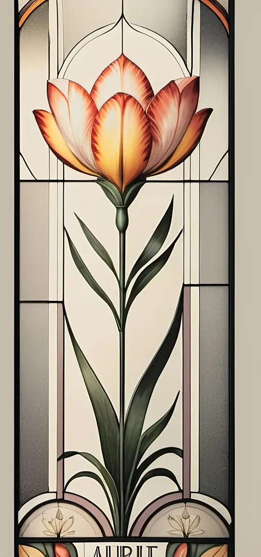 Prompt: A Seven Wonders Art Glass Studio Art Deco designed stained glass window.  Honoring Nuit.  Art Deco designed stained glass pattern of floral honoring Aeon of Horus.