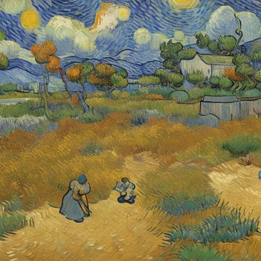 Prompt: Image of game painted by Van Gogh, isometric