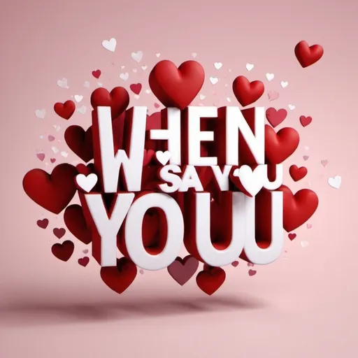 Prompt: when i saw you 3d text with hearts around 

