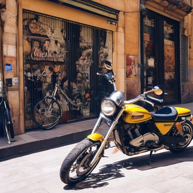 Prompt: excursion by motorcycle in Barcelona