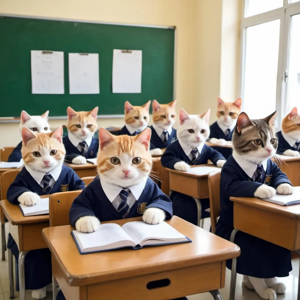 Prompt: Cats go to school