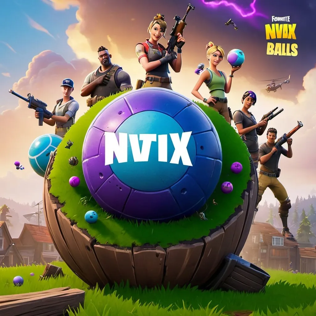 Prompt: A Pixar/Disney movie poster about Fortnite Balls.