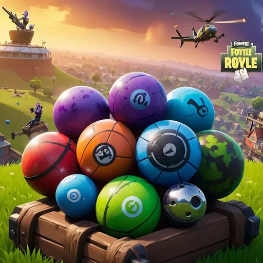 Prompt: A Pixar/Disney movie poster about Fortnite Balls.