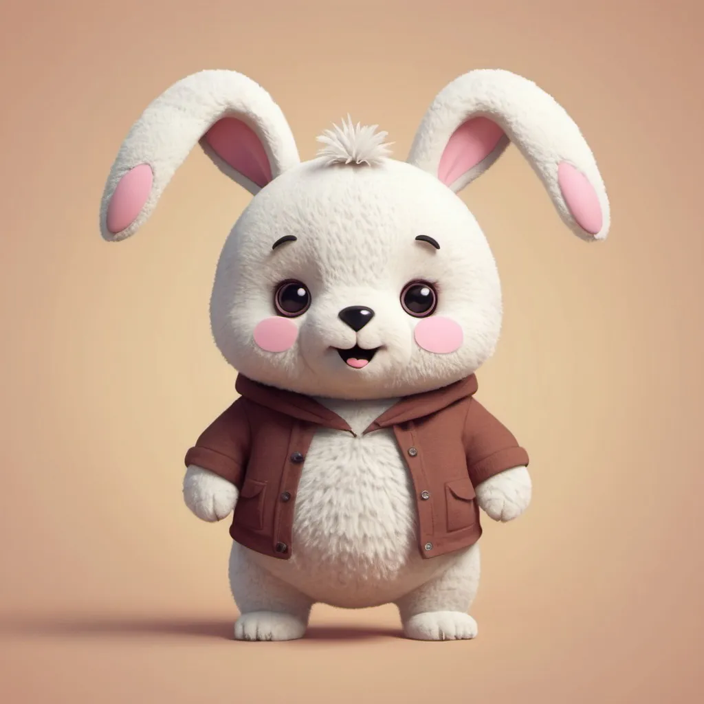 Prompt: Create a cute and happy hybrid between a rabbit and a bear. Make it animated style.