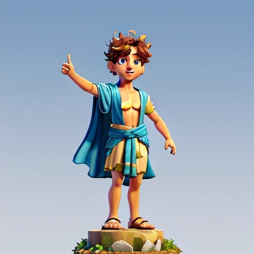 Prompt: can you make a picture of greek god dionysus covered in a toga pointing at a bird flying no background?


