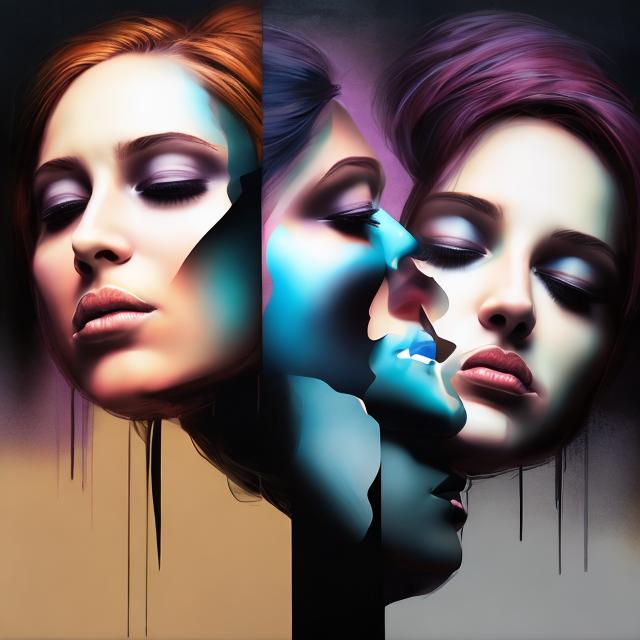 Bipolar mania (gorgeous woman, two portraits 3 faces...