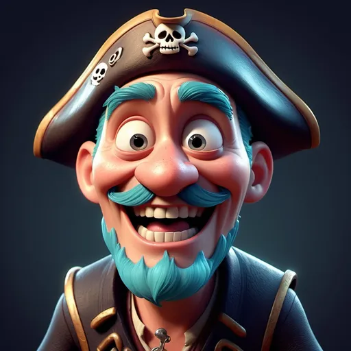 Prompt: Disney pixar character, 3d render style, old pirate evil laugh, cinematic colors