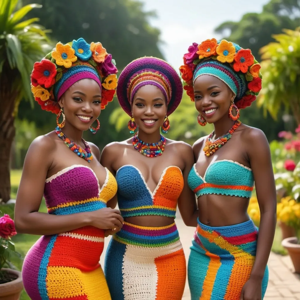 Prompt: Gorgeous African ladies wearing amazing elegant & stylish crochet outfits 