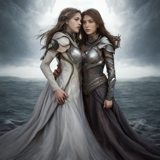 Prompt: Leona felt the tempest within her stir at the thought of a united front. With a fierce roar, she called forth a gust of wind that swirled around her and Elspeth, the two of them standing strong amidst the swirling elements. Their eyes met, and Leona knew she had found not just an ally, but a sister in arms.