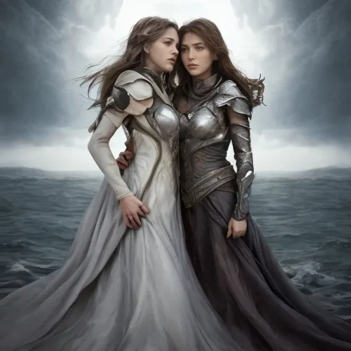 Prompt: Leona felt the tempest within her stir at the thought of a united front. With a fierce roar, she called forth a gust of wind that swirled around her and Elspeth, the two of them standing strong amidst the swirling elements. Their eyes met, and Leona knew she had found not just an ally, but a sister in arms.