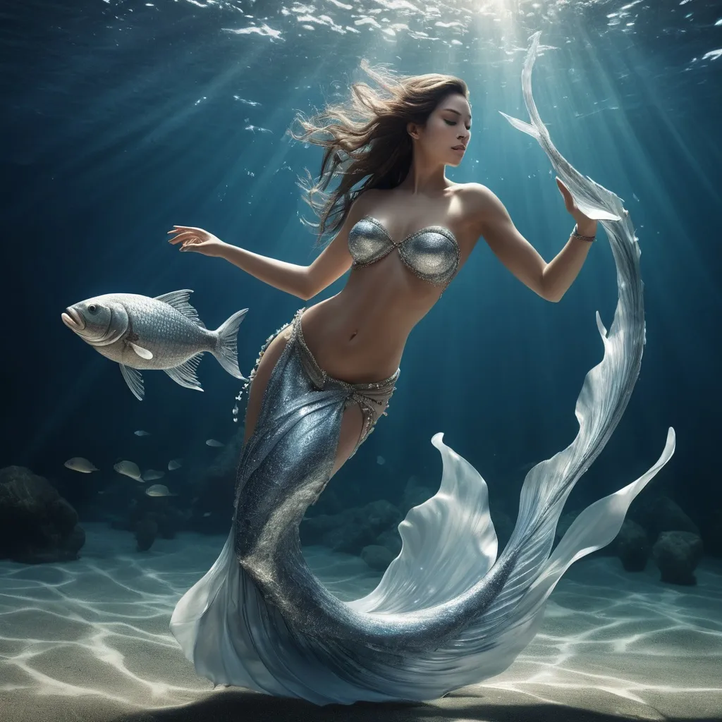 Prompt: In the shimmering depths of the ocean, where sunlight dances upon the waves and the melodies of the sea create a symphony of enchantment, there exists a captivating figure known as the Female Adaro. With the upper body of a stunning woman and the sleek, powerful tail of a fish, she embodies both beauty and strength. Her skin glistens like polished pearls, reflecting hues of azure and emerald as she glides effortlessly through the water. Adorned with intricate seashell jewelry and flowing strands of kelp that ripple around her, she captivates all who dare to gaze upon her. Her long, flowing hair, reminiscent of seafoam, billows around her like a halo, while her piercing eyes, deep and mysterious, seem to hold the secrets of the ocean’s depths. Known for her enchanting voice, the Female Adaro sings songs that weave tales of love, loss, and adventure, drawing sailors to their fate. With a spirit as wild as the tides, she is both a guardian of the sea and a fierce protector of her kin, defending her underwater realm against any who threaten its peace. To encounter a Female Adaro is to step into a world of magic and mystery, where the allure of the ocean and its creatures reign supreme.