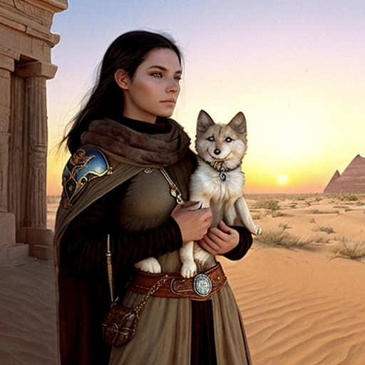 Prompt: The following dawn, as the sun rose over the desert, casting long shadows across the dunes, Leona stood before the Sphinx, her pack slung over her shoulder. Inside were the few possessions she would take with her: a map etched with the paths of ancient Leonin, a set of well-worn combat scrolls, and a locket that contained a lock of fur from her mother, a symbol of the love and strength that had carried her this far.