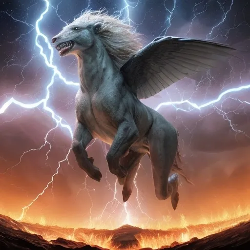 Prompt: With a thunderous roar, the tempest broke forth, a maelstrom of fire and lightning that swirled around them. The Phyrexian corruption at the Conflux seemed to recoil, as if in fear of the cleansing power that approached. Leona felt the wind in her mane, the electricity in her veins, and the roar of the tempest in her chest.