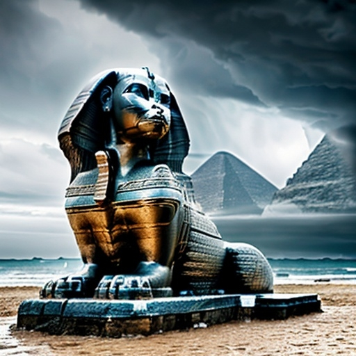 Prompt: The Sphinx approached, the weight of its steps undisturbed by the wet sand. "You have done well, Leona Stormrider. You have harnessed the power of the storm without losing yourself to its fury."