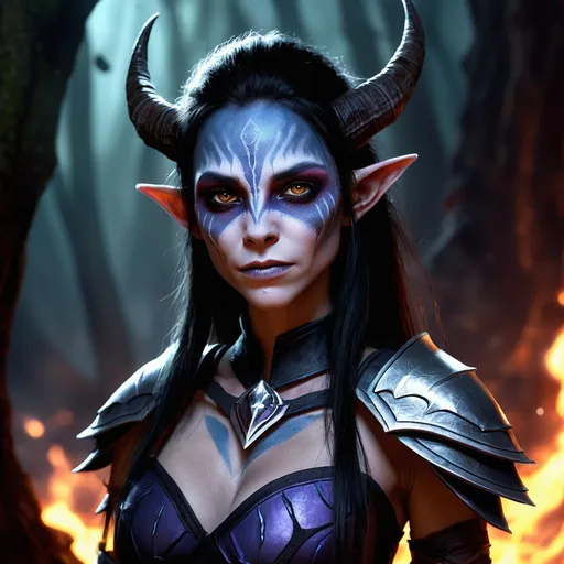 Prompt: Born into a secluded and ancient troglodyte clan, Glimmerdusk was the only offspring of the clan's chieftain, Darkvein Stonebiter, and an enigmatic surface elf who had been lost in the underworld. Raised with the dual heritage of the shadowy depths and the ethereal beauty of the surface, she was taught the ancient lore and stealthy ways of her people, as well as the arcane secrets of the elven lineage. Her mother had brought with her a tome of eldritch knowledge, and it was from this that Glimmerdusk discovered her natural aptitude for the arcane arts. Her clan revered her as a bridge between worlds, a living embodiment of the stories whispered around the campfires of troglodyte youths for generations. However, as she grew in power, so too did the whispers of her mother's treachery, for the elves were rumored to have abandoned the troglodytes to their fate centuries ago.

At the age of one hundred, Glimmerdusk felt the call of the surface world, driven by a desire to understand her elven heritage and to seek redemption for the perceived betrayal of her mother's kind. She embarked on a perilous journey through the labyrinthine tunnels, facing horrors untold and creatures long thought extinct. Her travels led her to the ruins of a once-great elven city, where she discovered that the truth was more complex than the legends had led her to believe. The elves had not abandoned the troglodytes; rather, they had been forced into a pact with a powerful being from the Far Realm to save their own kind. The city had been sacrificed to keep the otherworldly threat at bay, leaving the troglodytes to fend for themselves in the harsh underdark.

With this revelation, Glimmerdusk felt a deep sense of responsibility to protect both her clan and the forgotten city from the looming danger. 